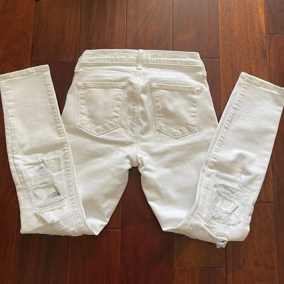 J BRAND  ripped distressed  STRETCHY WHITE SKINNY DENIM JEANS 26 - Picture 3 of 9